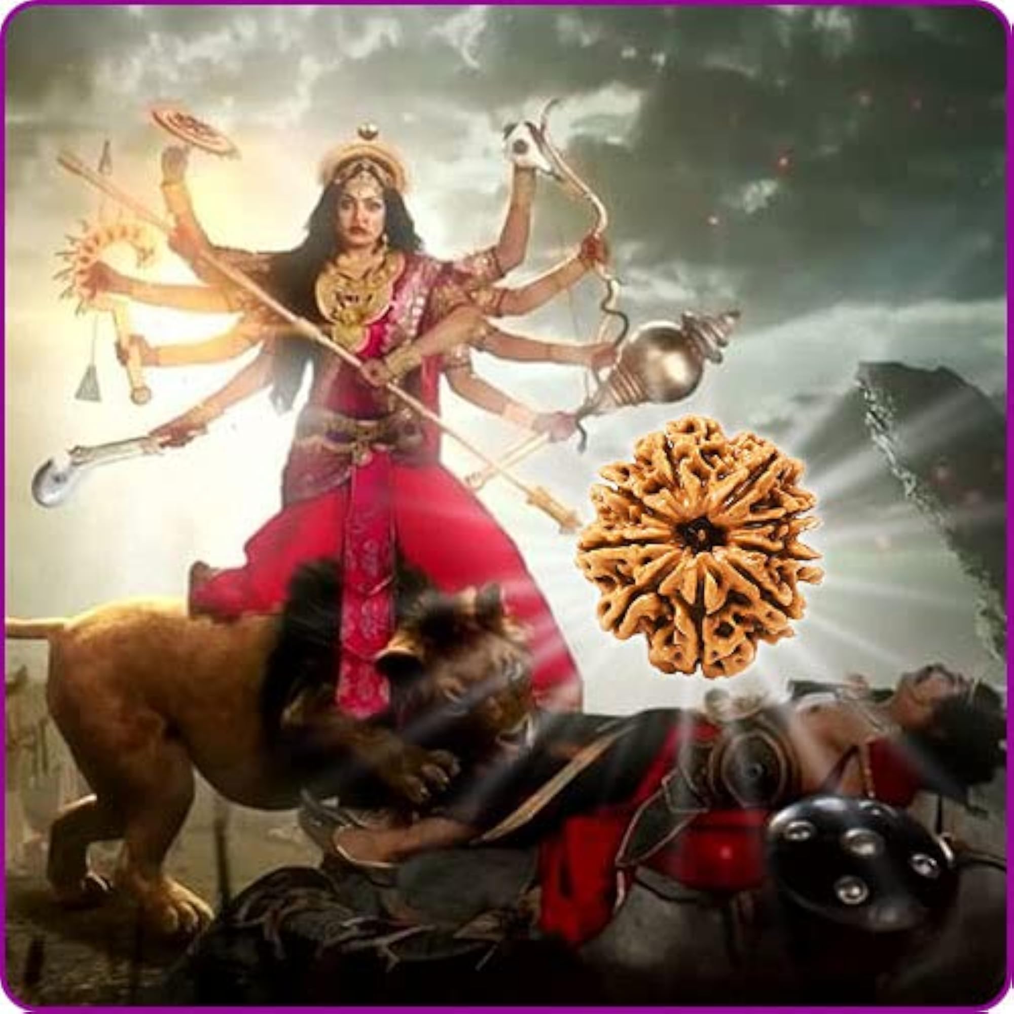 9 Mukhi Rudraksha with Silver Pendant, Unisex
