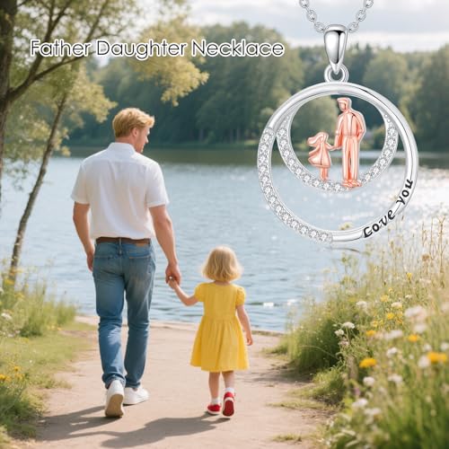 ROMANTICWORK Vater Tochter Kette 925 Sterling Silber Vater Tochter Geschenk Papa Tochters Geschenk Tochters Halskette Schmuck von Papa für Damen Weihnachten