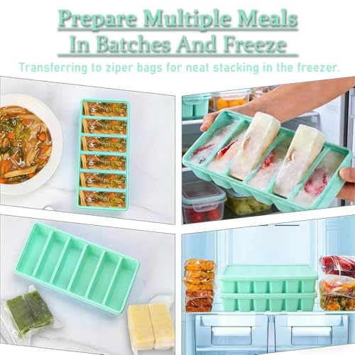 Image of 1 /2 Cup Covered Silicone Freezer Tray, 2-Piece Set Of Silicone Freezer Molds, Used For Preparing And Freezing Various Sauces And Other Dishes, Making 12 Portions Cube