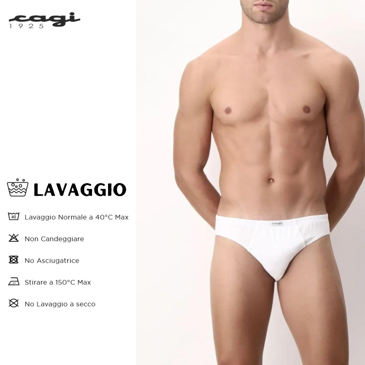 CAGI N.6 Slip Mutanda Mini Slip Art. 1244 100% Cotone Bianco TG: 4 5 6 7