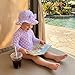 Baby Girl Rash Guard Swimsuit Cute Fashionable Long Sleeve Striped Dot Jumpsuit with Hat 2Pcs Swimwear (Purple, 12-18 Months)