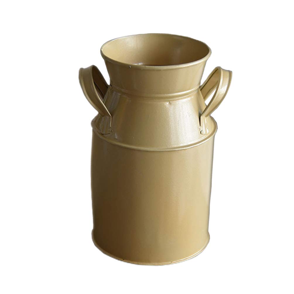 Metal vases, Farmhouse Vase Metal Rustic Shabby Chic French Flower Bucket for Home Garden Decoration Golden(Gold)