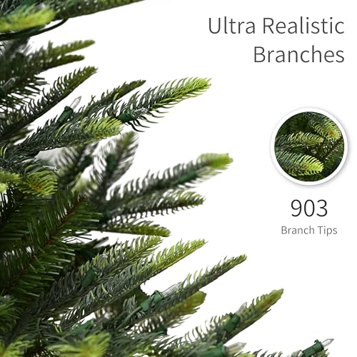 Puleo International 6.5ft Pre-Lit Aspen Fir Artificial Christmas Tree with 500 Clear Lights, 903 Realistic Dense Branch Tips, Easy Setup Artificial Trees with Sturdy Metal Stand by Puleo International - Used condition - Image 5