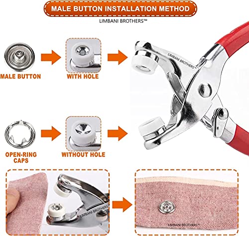 Image of LIMBANI BROTHERS 100 Silver Piece Metal Thickened Snap Fasteners Kit, Five Claw Buckle Set with Hand Pressure Pliers Tool DIY Sewing Buttons Set for Clothing Sewing& Crafting Revat Machine (Silver)