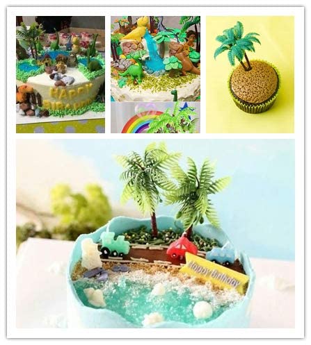Obuy 12Pieces 3.15-Inch And 5.5-Inch Green Palm Tree Cake Topper Decorated With Coconut Cake Topper Cake Decoration Or Model, Sand Table Decoration. #TOP6