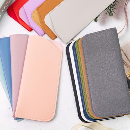 Image of 30 Pcs PU Leather Eyeglass Case, Soft Eyeglass Cases, Slim Eyeglass Case, Pocket Glasses Case for Women