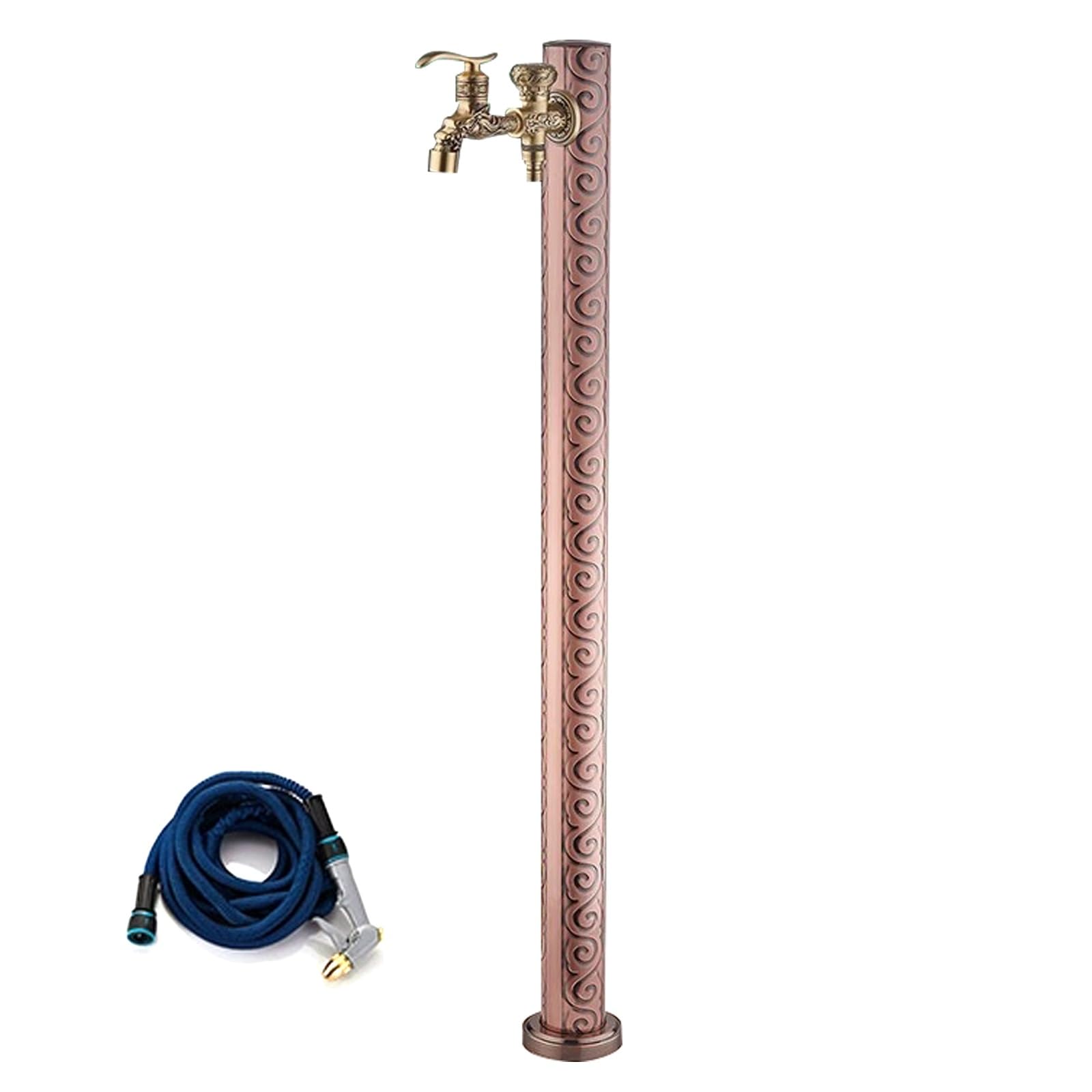 ZYCHSJXA Brass Garden Faucet with Water Column & Relief Design Outdoor Tap Spray Nozzle for Irrigation Drainage Brown Finish