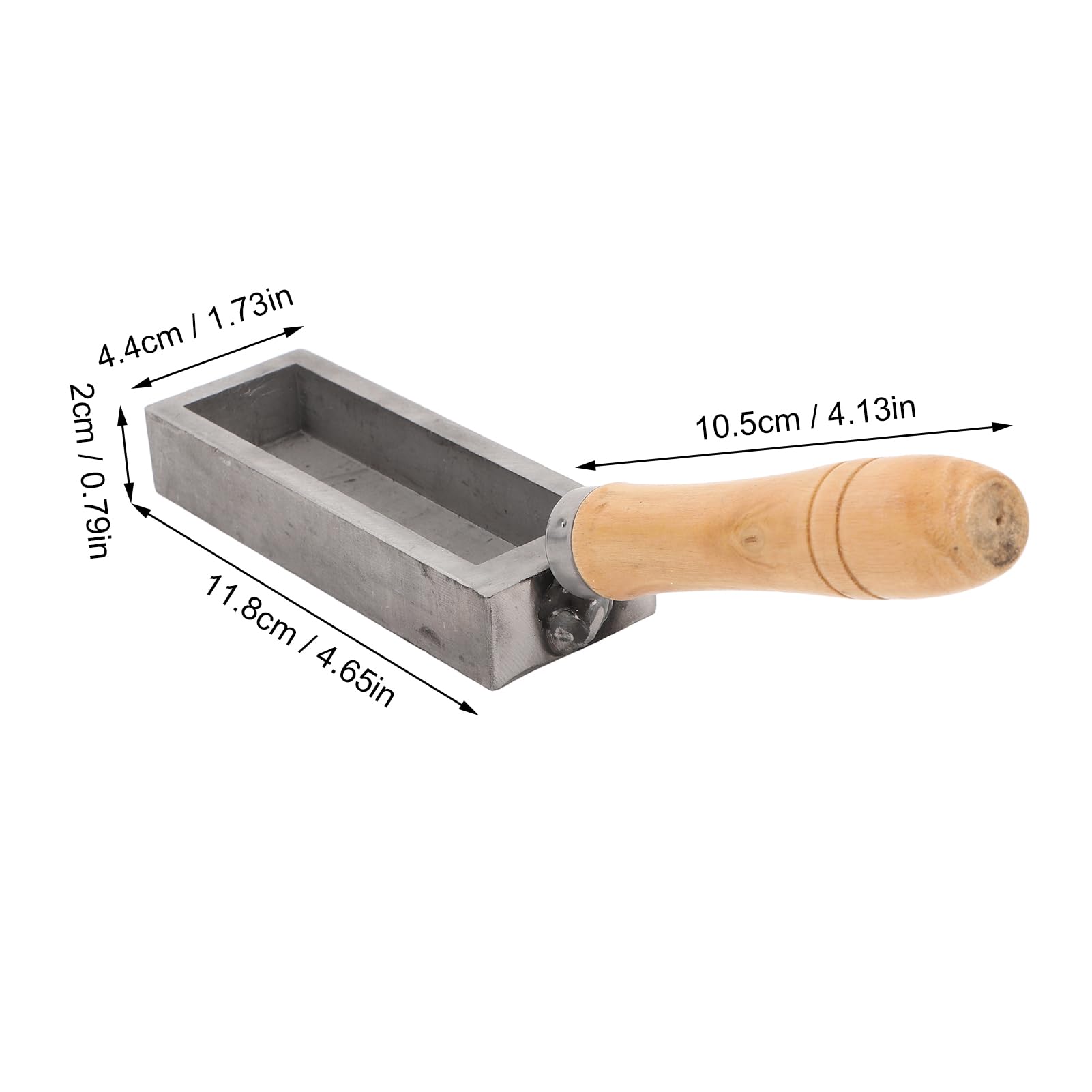 Moule à Lingot Argenté, Acier en Alliage D'usure, Taille Compacte, pour Couler, Poignée en Bois de Hêtre, Fusion en or et Argent
