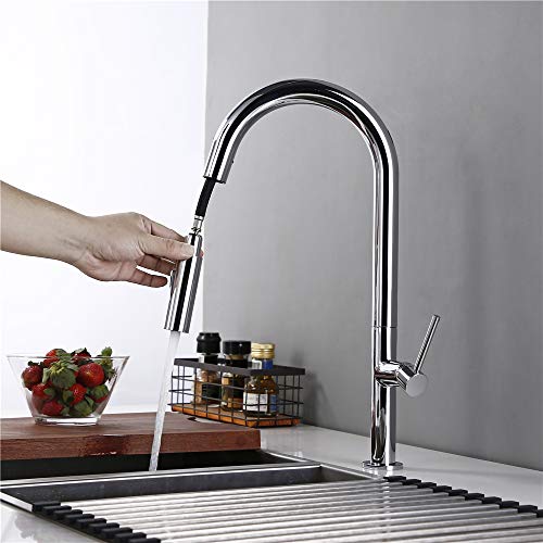 Robinet d'évier de cuisine avec douchette extensible pour nettoyer les grands plats