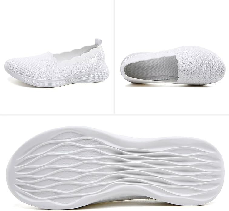 Image of Puxowe Women's Slip-On Walking Shoes | Lightweight Knit Sneakers with Memory Foam Insole, Breathable & Wide Fit Available for Daily Walking, Casual & Travel