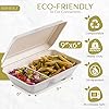 brheez Disposable Clamshell To Go Containers (50 Pack) Bagasse Fiber Biodegradable Containers With Lids, 9"x6" (2-Compartment Boxes) For Takeout, Parties, & Holidays - Chemical Free, White - Image 3