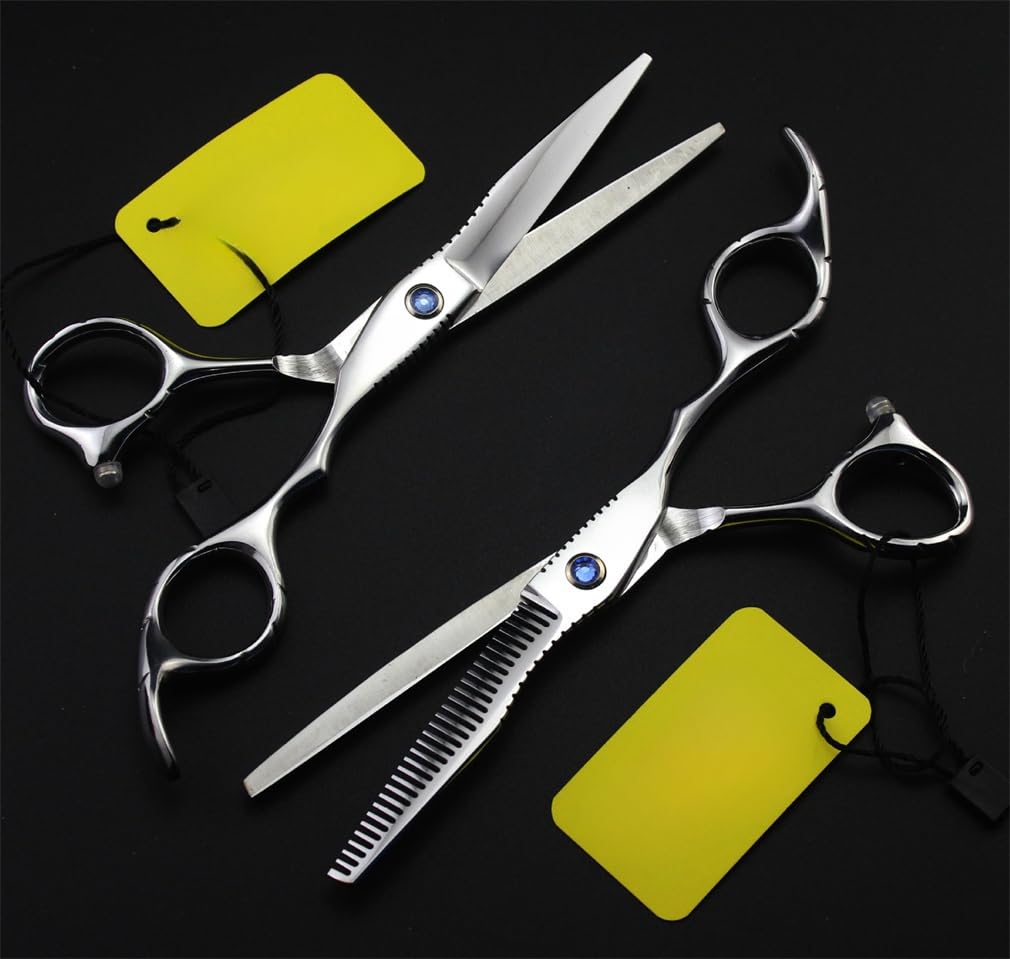 Forbici da Barbiere da 6" per Taglio di Capelli, Kit di Forbici da Taglio e sfoltitura con Punta Arrotondata, Acciaio di Alta qualità, per barbieri e Professionisti dei saloni di Bellezza