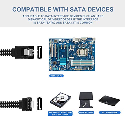 image for SATA III Cable,DanYee Nylon Braided SATA Cable III 6Gbps Straight HDD 