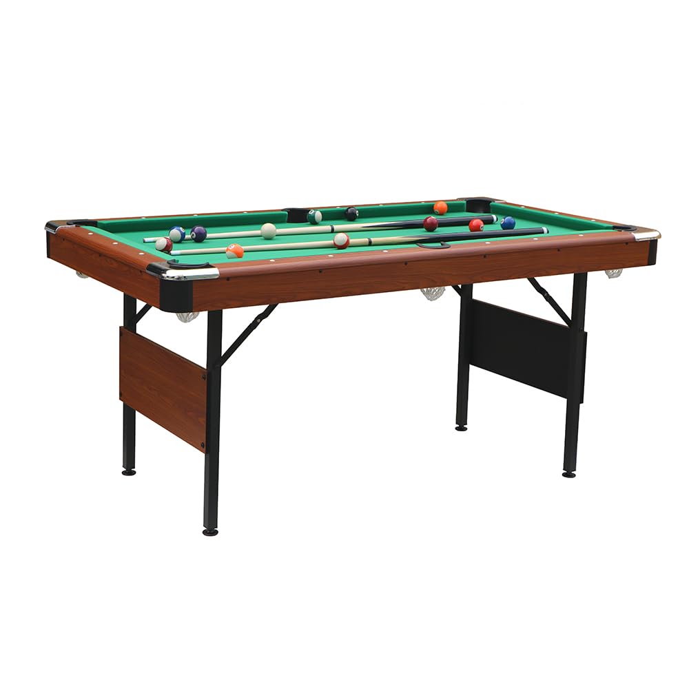 Folding Pool Table, Portable Billirad Table, Space-Saving Entertainment Game Table for Family Game Rooms, Gym, Office (Green)