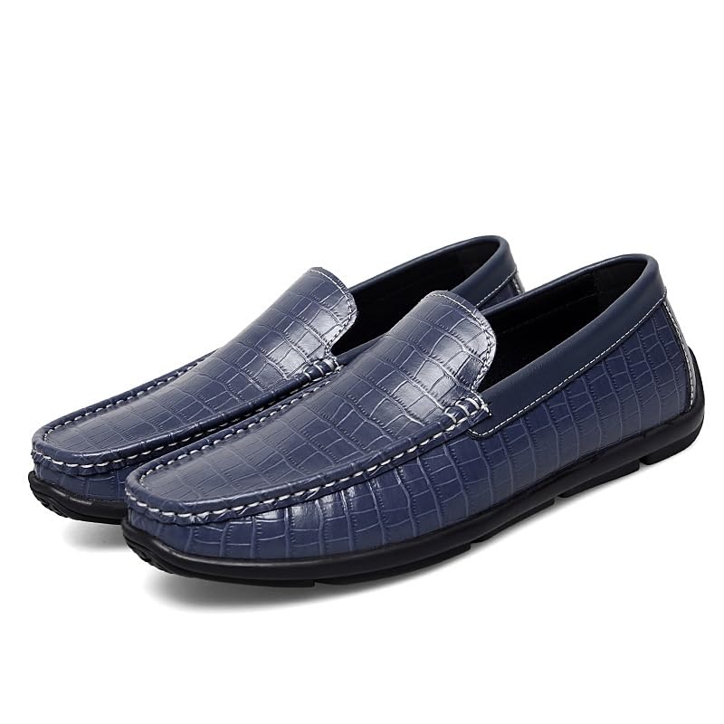 Loafers for Men Round Toe PU Leather Plaid Driving Loafers Lightweight Flexible Slip Resistant Prom Slip-ons3