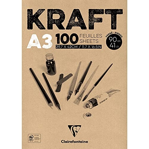 Clairefontaine bloc de papel Kraft), color marrón, blanco, 90 g