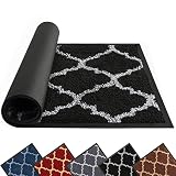 Mibao – Paillasson d'intérieur lavable super absorbant, tapis de porte d'entrée avec envers caoutchouc antidérapant, tapis d'entrée très résistant qui attrape la saleté, 40 x 60 cm, noir