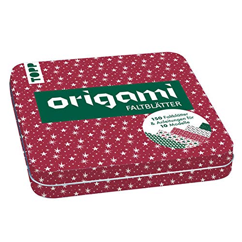 Weihnachtliche Origami Faltblätter mit Designdose: 150 Faltblätter (15x15 cm, 80 g/m²) in 5 weihnachtlichen Designs mit Anleitungen für 10 Modelle Cover
