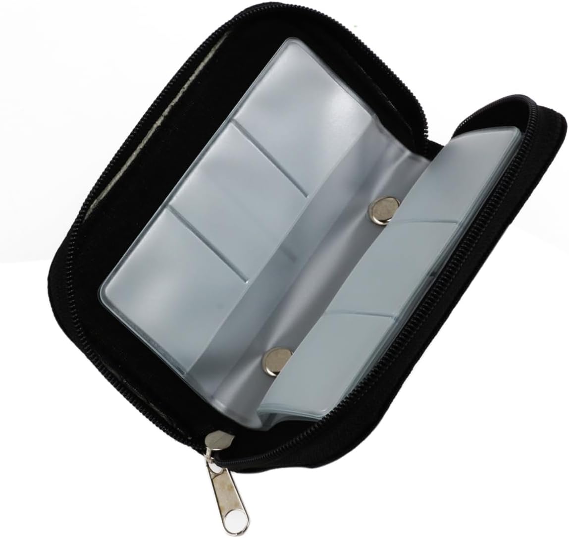 Portable Slot Memory Card Holder Case Zippered Pouch for and Cards Water-Resistant Storage Bag for and Black