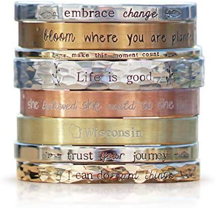 Personalized Cuff Bracelet 5"-8" long in Sterling Silver, Aluminum, Bronze, Nickel, Gold, or Copper, 5-8" Long