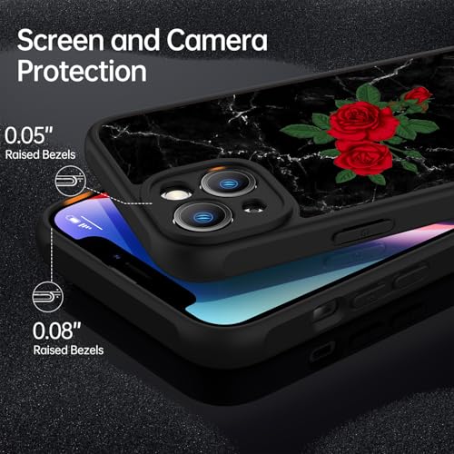 Coque iPhone 14 Plus antichoc transparente mate fleurie avec vitre ecran