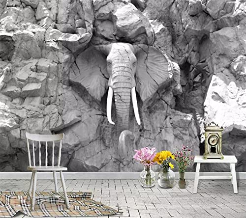 Tapeta Słoń Zwierzę Ściana 3D Fototapety Fototapety 3D Tapety Niestandardowy Gigantyczny Plakat Ścienny 3D Do Salonu lub Sypialni 250 cm × 175 cm (szer. x wys.)