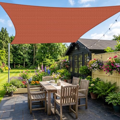 Image of KANAGAWA 15'X21' Sun Shade Sail Rust Red Curved Square Customizable