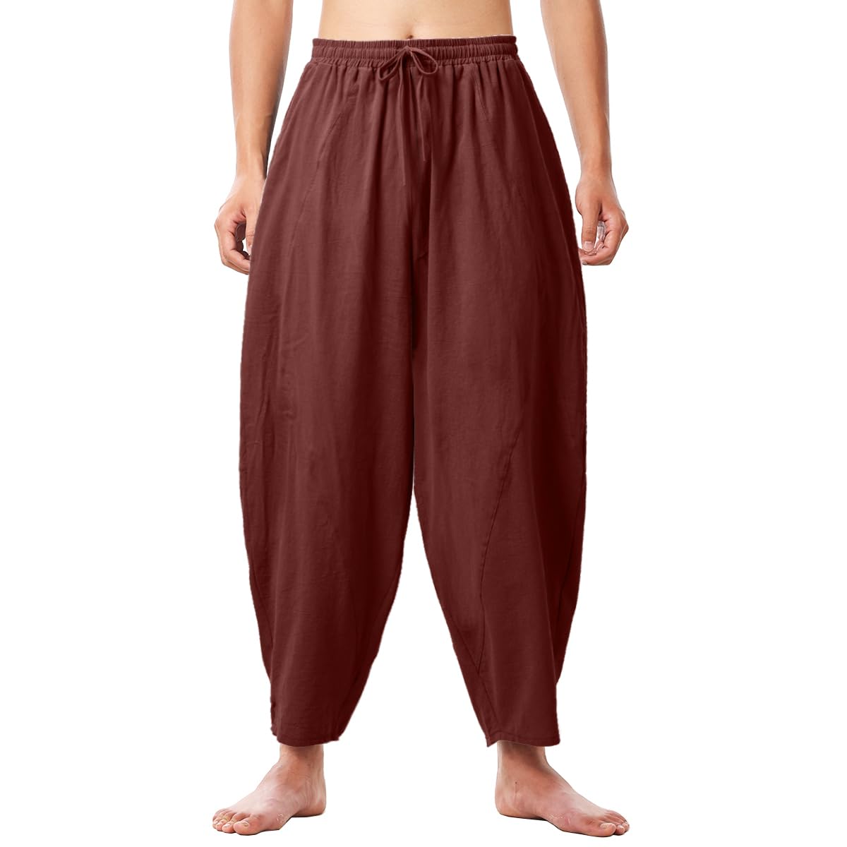 BPURB Hermann Middeleeuwse broek voor heren, Vikingbroek, piratenbroek, katoen, linnen, baggy, losse harembroek met zak, bruin, XXL BPURB Hermann Middeleeuwse broek voor heren, Vikingbroek, piratenbroek, katoen, linnen, baggy, losse harembroek met zak, bruin, XXL