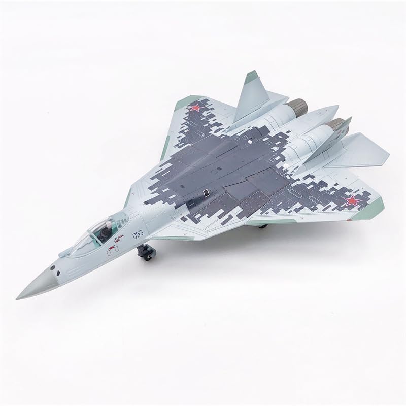 1:100 Su-57 Stealth Fighter Jet Model, Pre-Assembled Metal Diecast Aircraft, Highly Simulation Airplane for Military Aviation Enthusiasts.