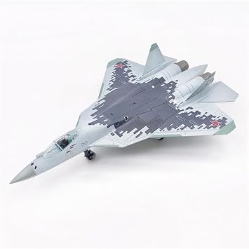 1100 Su-57 Stealth Fighter Jet Model, Pre-Assembled Metal Diecast Aircraft, Highly Simulation Airplane for Military Aviation Enthusiasts.
