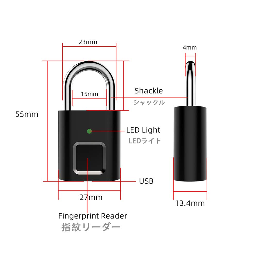 QWEASDF Cadenas Intelligent À Empreinte Digitale, Serrure De Sécurité D'entrée sans Clé, Convient Aux Casiers D'école, Aux Gymnases, Aux Sacs À Dos, Aux Portes, Aux Armoires, Aux Valises