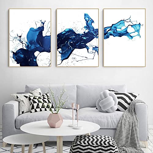 Toile murart peinture aquarelle bleu splash encre de haute qualité 60x90cm