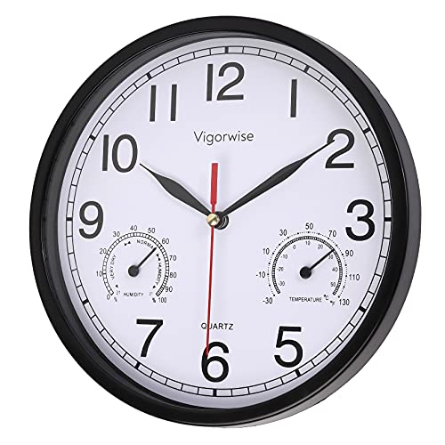 Vigorwise Wall Clock, Sweep Silent Movement Accurate Clocks with Temperature & Humidity - Image 3