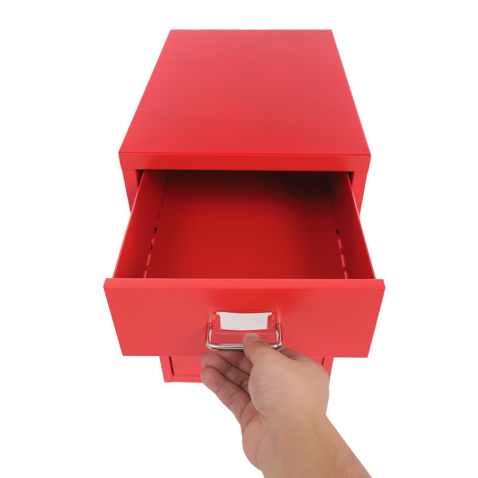 Armadietto mobile con 3 cassetti e ruote – Contenitore in metallo viola per ufficio e casa – Cassettiera salvaspazio per organizzare documenti e utensili (rosso)