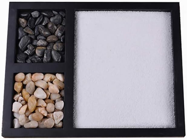Yosoo Mini Meditation Sand Table, Sensory Relaxation Desk Decoration with Fine Sand Rake and Rocks, for Home Office Coffee Table Mantel (Black)