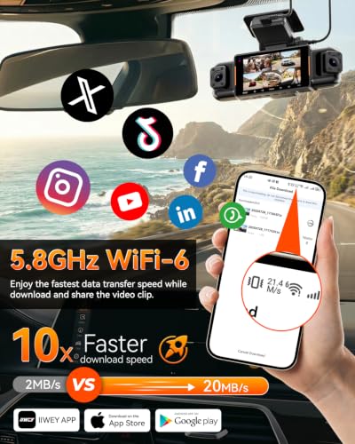 Image of IIWEY N9 360 5 Channel Dash Cam, Free 128GB Card, 12 IR LEDs Night Vision
