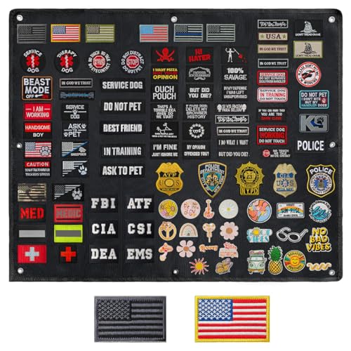 AXEN Tactical Patch Display Panel Holder Board, Military Patches Display Organizer for Collection Army Combat Morale Emblems, Black Middle Size