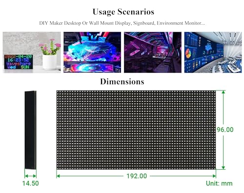 Image of 64x32 2048 RGB Full Color LED Matrix Panel,3mm Pitch, Display Text /Colorful Image /Animation Adjustable Brightness, Chainable, Compatible with Raspberry Pi / Pi Pico / ESP32, GOB Version-Water-Proof