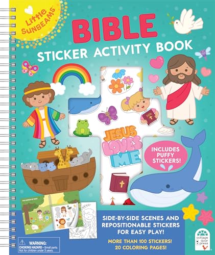 Bible Sticker Activity and Coloring Book for Kids, Includes Puffy Stickers and 20 Coloring Pages! Ages 4-8 (Little Sunbeams)