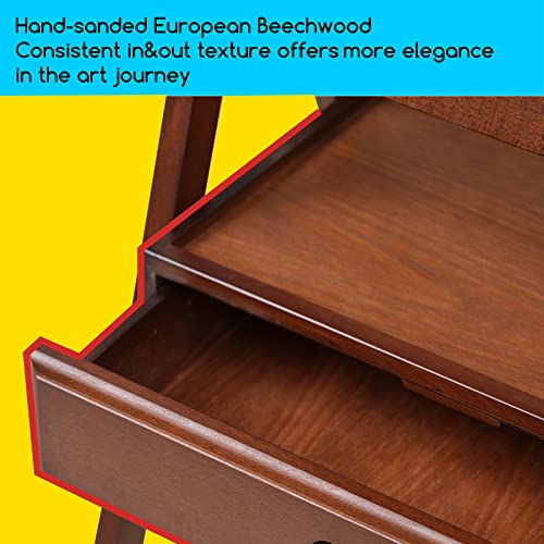 Meeden Studio H-Frame Easel With Art Supply Storage Drawer - Adjustable (60"~75") Solid Beech Wood Easel Stand For Artists, Students And Adults, Holds Canvas Art Up To 36" - Walnut #TOP2