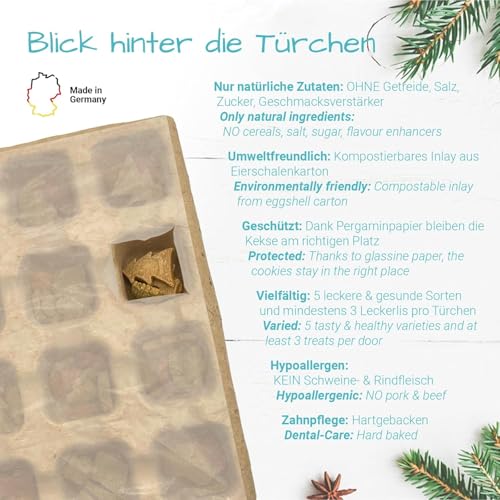 PetPäl Hunde Adventskalender 2025 - Ohne Getreide, Gluten, Zucker, Salz - DER Gesunde und Leckere Snack, Leckerli zu Weihnachten für Deinen Hund - Natürliche Hundekekse zum Advent - Made in Germany
