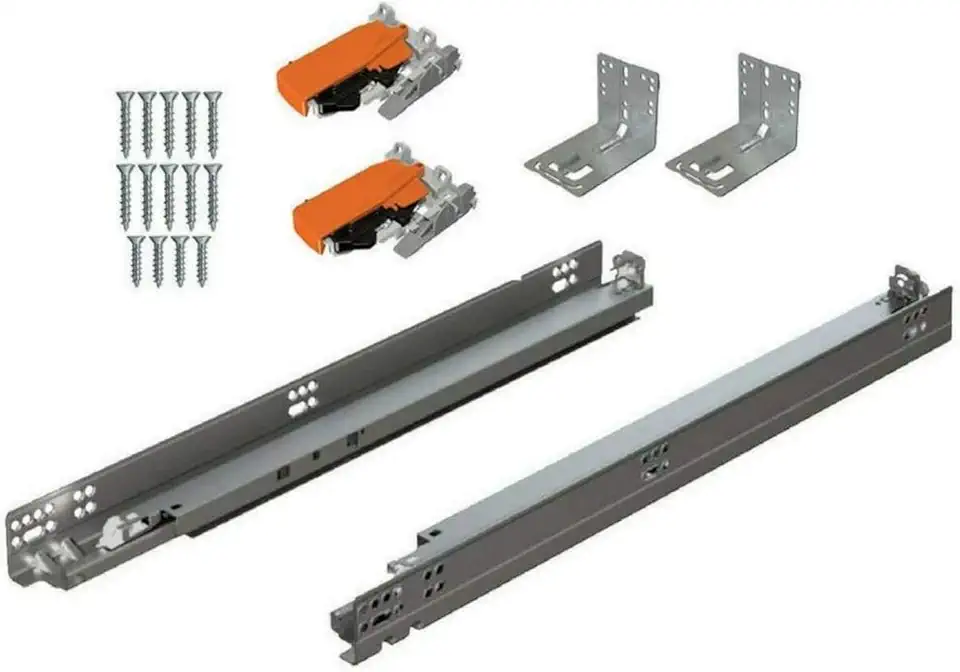 Bundle - BLUM TANDEM Drawer Slides with BLUMOTION. Includes Slides 563H, Locking Devices, Rear Mounting Brackets, Screws and Instructions. 21" (Set of 6)