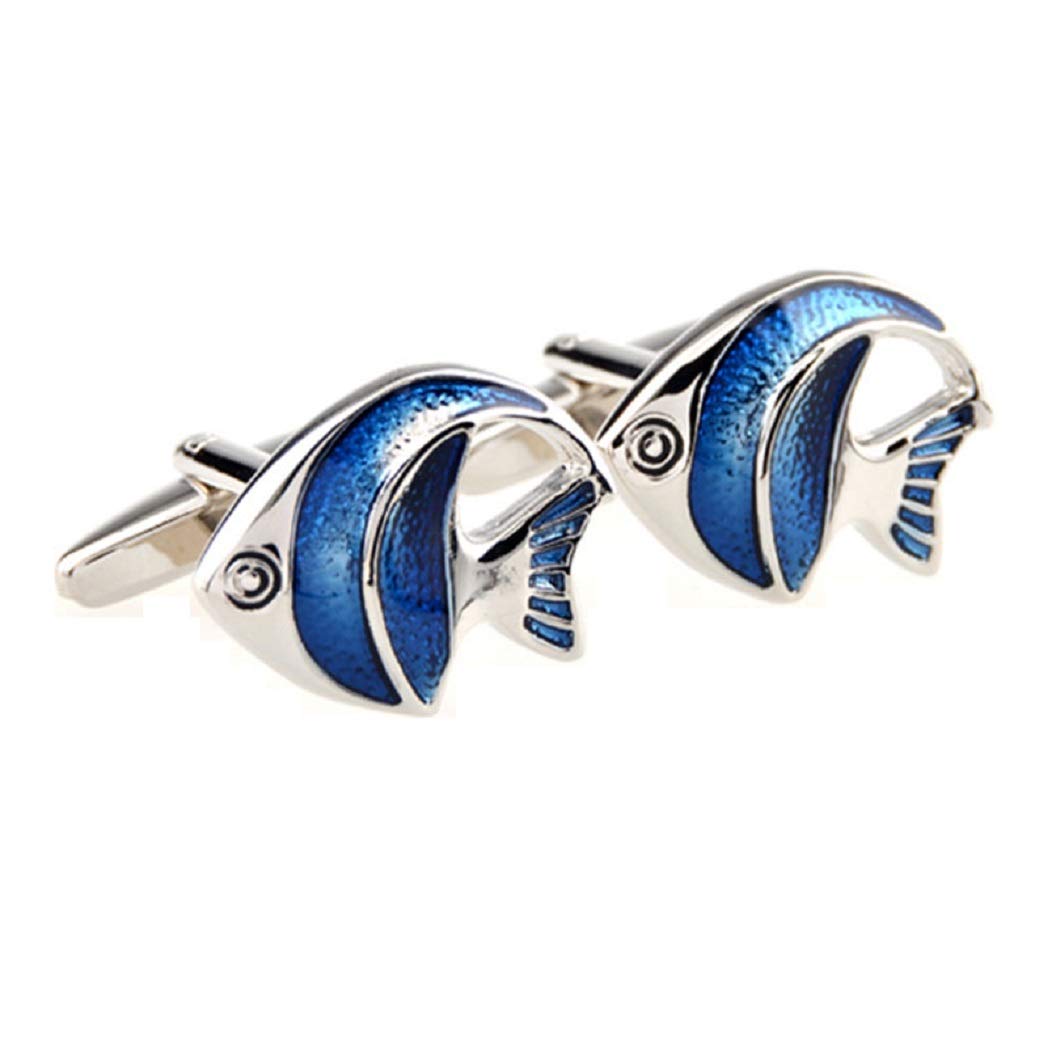 mrcuff Angel Fish Angelfish Blue Fish Fishing Pair Cufflinks in a Presentation Gift Box & Polishing Cloth, microfiber, there is no gem-picture-21