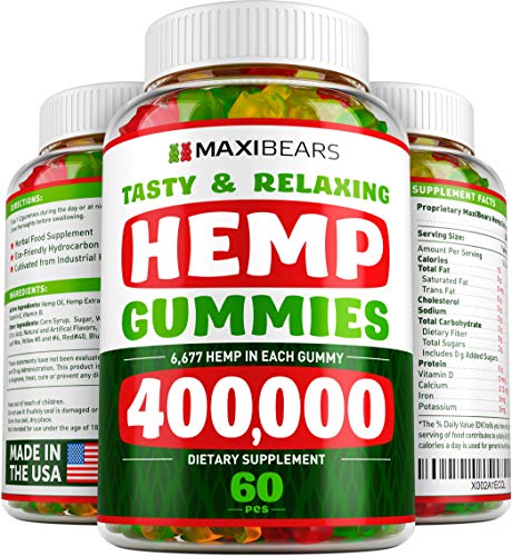 MAXIBEARS Hemp Gummies 400,000 - Promotes Relaxation & Healthy Sleep - Stress, Insomnia