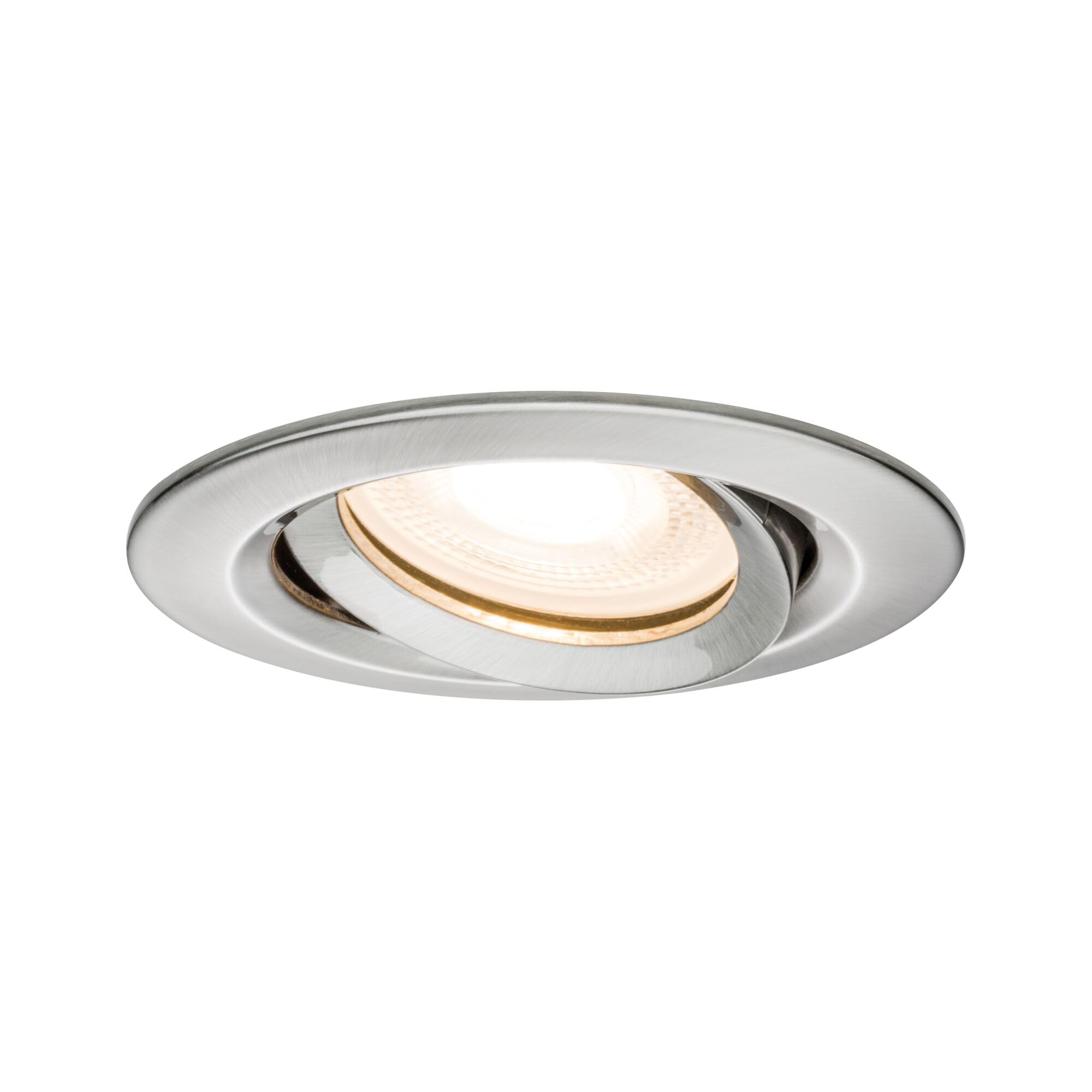 Paulmann 92899 Led Nova Faretto da Incasso Rotondo, Ip65, 7 W, Set Completo con Lampadina Gu10 In Ferro Orientabile, In Alluminio Spazzolato, 7 W