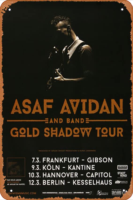 Asaf Avidan - Over My Head, Tour 2015 - Konzertplakat Plaque Poster Metal Tin Sign 8" x 12" Vintage Retro Wall Decor