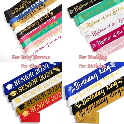 Birthday Sash Custom to Make Your Own Sashes, Customizable Text Satin Sash Personalized Senior Sash for Wedding Graduation Birthday Halloween Party4