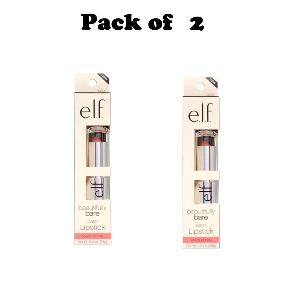 Pack of 2 e.l.f. Beautifully Bare Satin Lipstick, Touch of Pink 94022