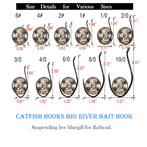 Image of Catfish Hooks Big River Bait Hook 8 /0 10 /0 High Carbon Steel Fishing Hook Saltwater Size Black Nickel