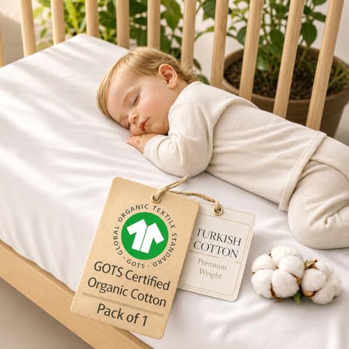 Image of Signature Mini Crib Sheet - Hearitage Aegean Turkish Cotton - 1 Pack Mini Crib Sheets Fitted 38x26 Compatible with Graco Pack n Play Playard Crib and Playpen Mattress - Ultra Soft Playard Bedding